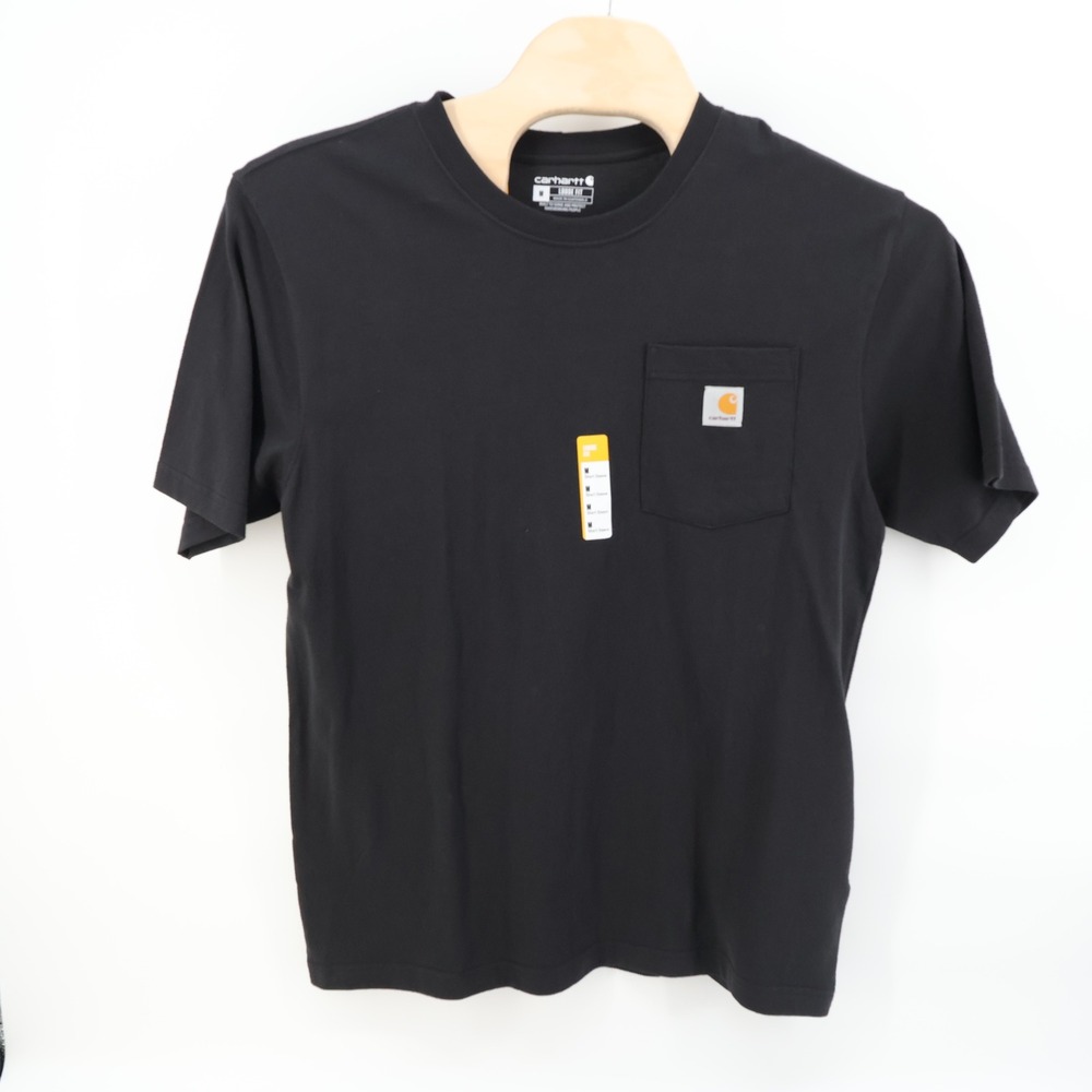 NEW Carhartt‎ Mens K87 Black Loose Fit Heavyweight Short Sleeve Pocket T-Shirt - Picture 2 of 7